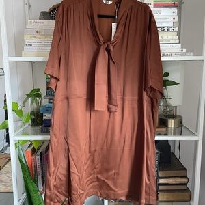 Silky Copper Color Flowy Dress
